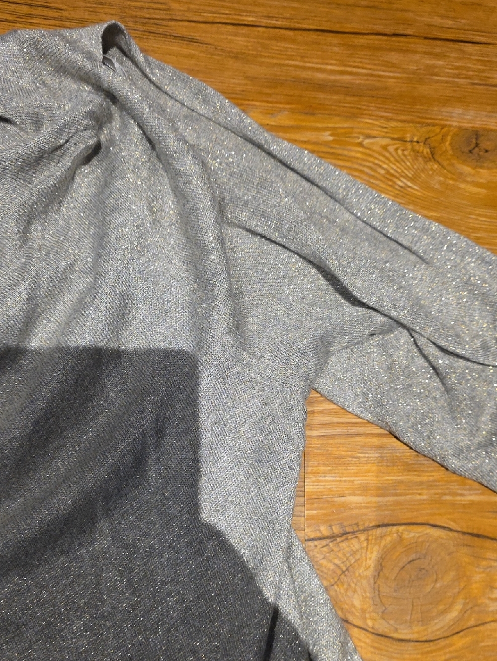 Silver Metallic Cowl-Neck Sweater Open Sleeve - Picture 2 of 8